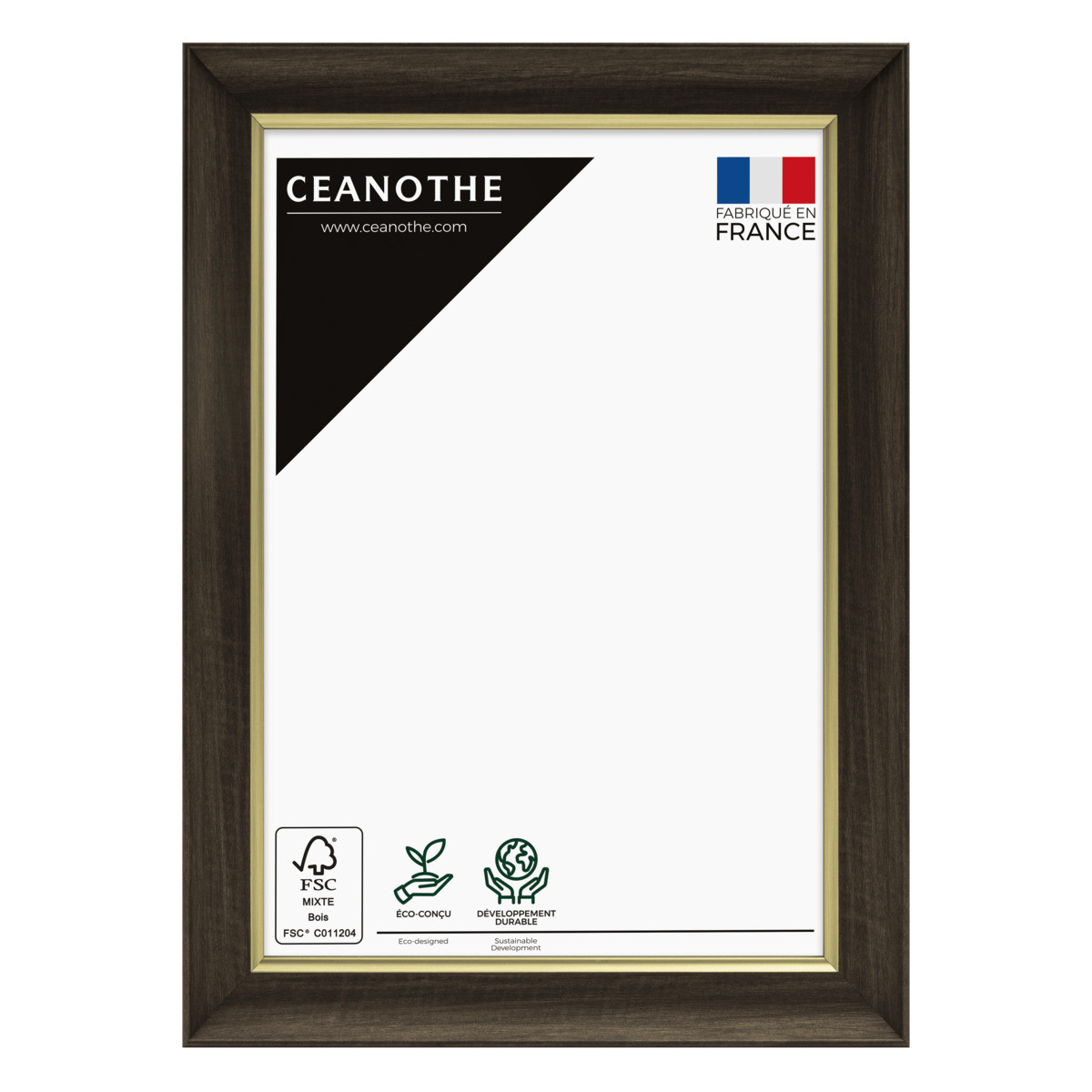 Cadre Photo Ébène Doré En Résine Recyclée LUNA marron, CEANOTHE
