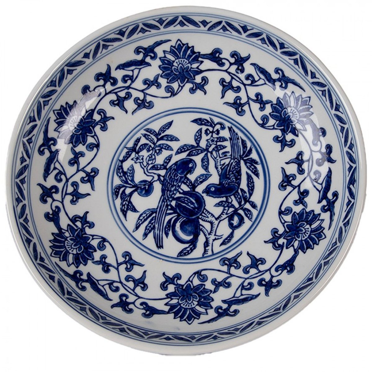 Présentoir à gâteau bleu et blanc sur pied en porcelaine 26x26x13cm bleu & blanc, WADIGA