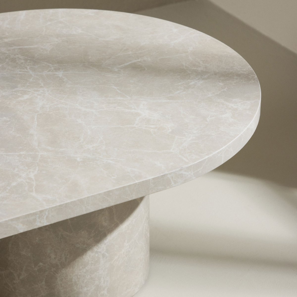 Table basse ovale effet marbre 120x60cm- NARVIK beige, VENTURE HOME