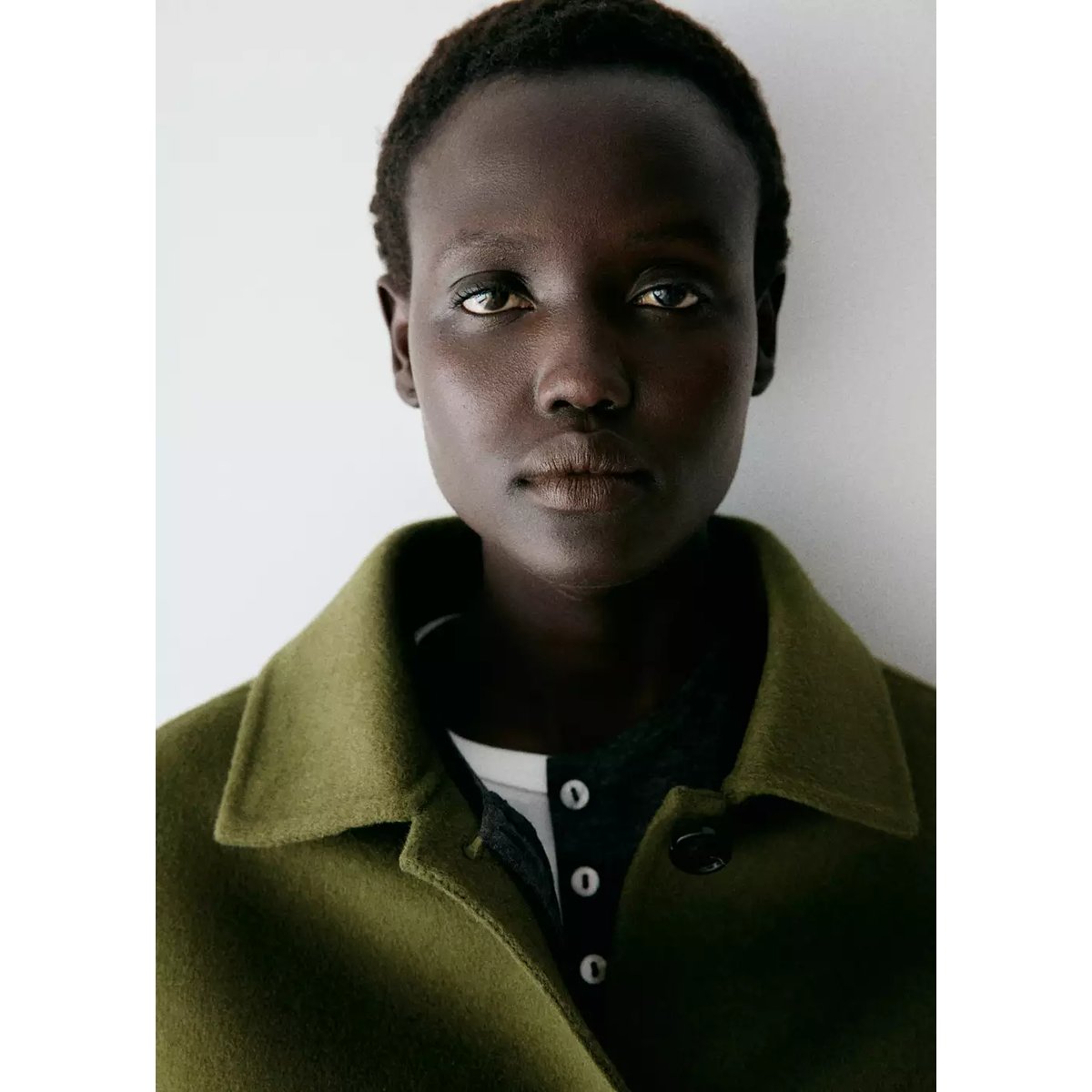 Veste laine col classique vert, MANGO