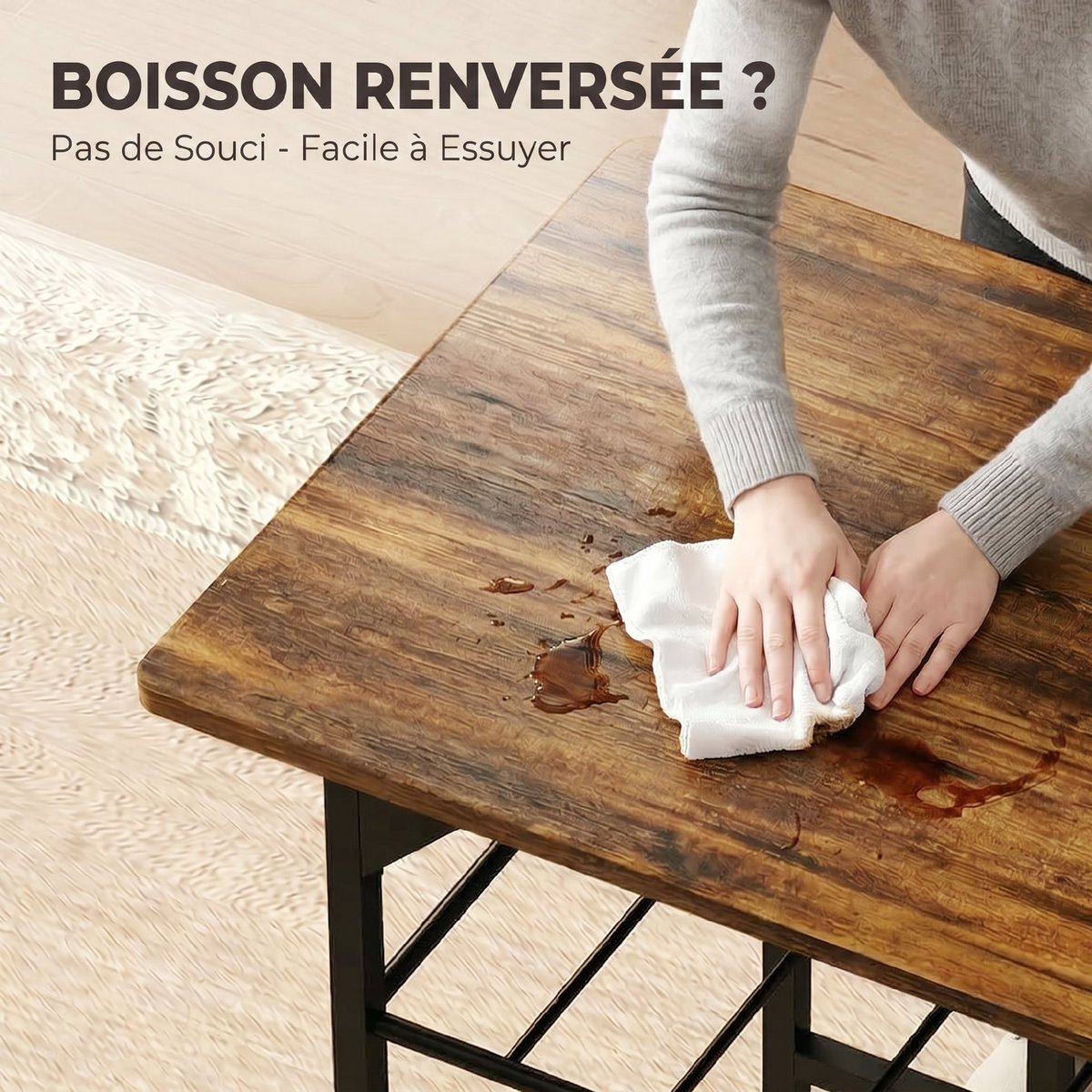 Ensemble de table à manger Panneau de brun rustique et noir, HOMCOM