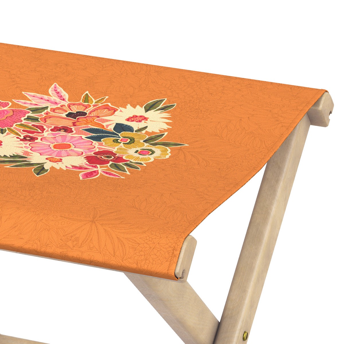 Pliant pêcheur en eucalyptus et toile outdoor, KIMIKO orange, VENT DE BOHÈME