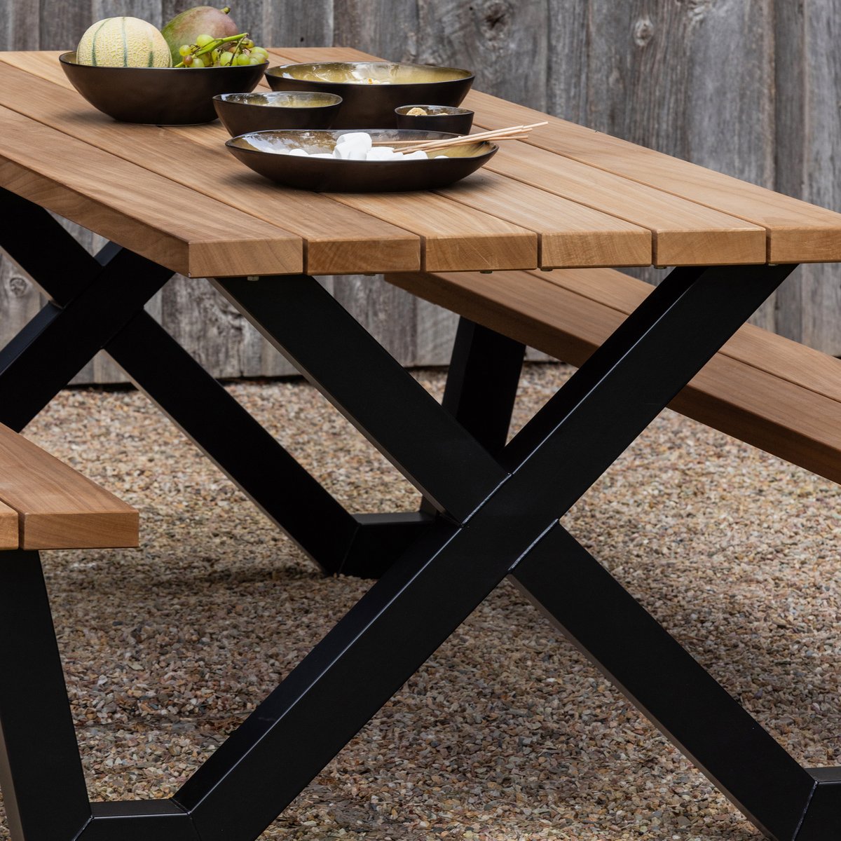 Table pique-nique en fer TABLO naturel/noir, WOOOD
