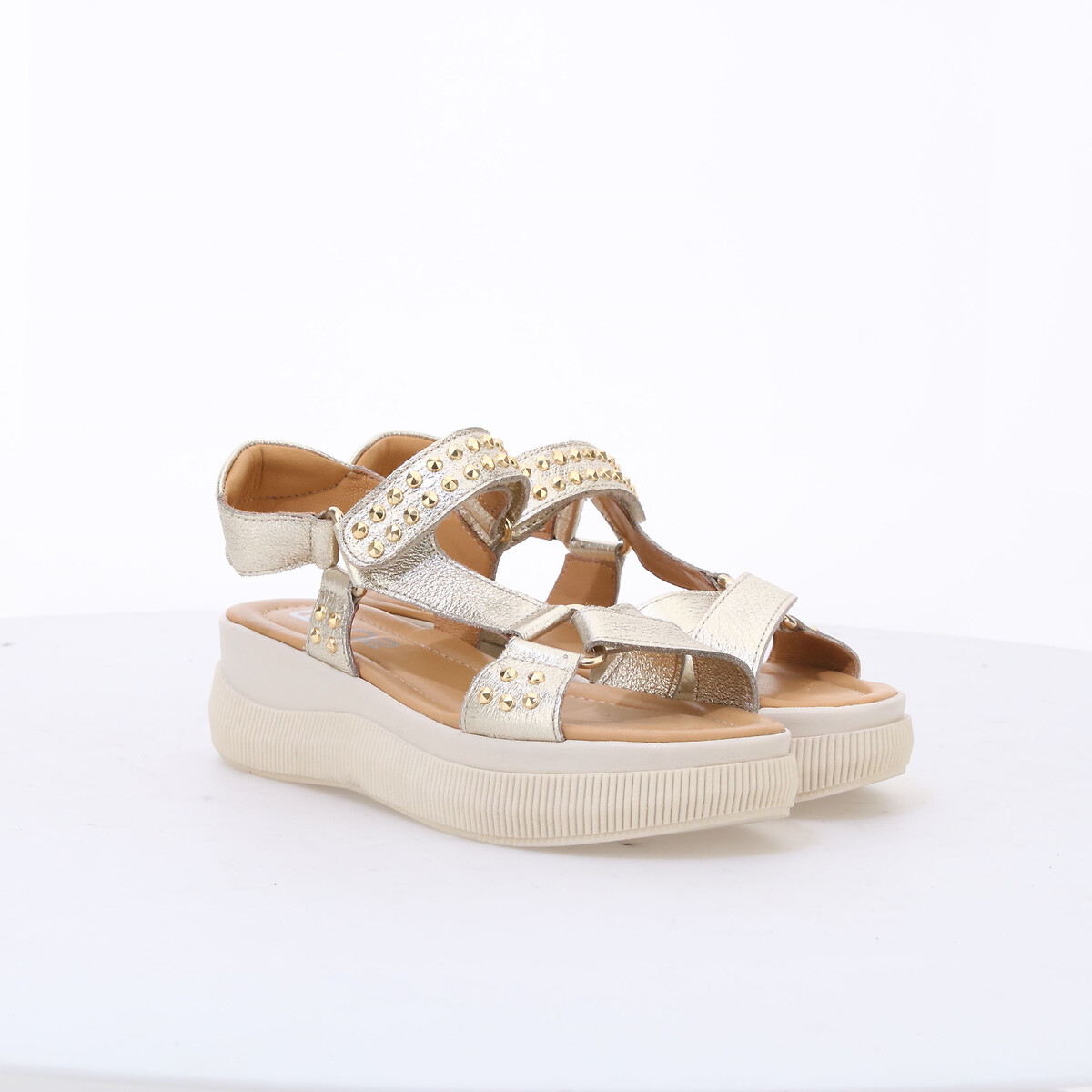Sandales plateforme en cuir platine, MJUS