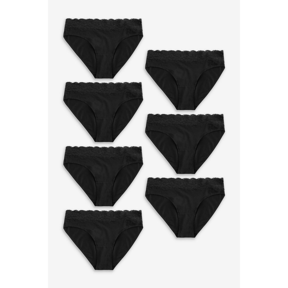 Culotte en dentelle et coton, lot de 7 noir, NEXT