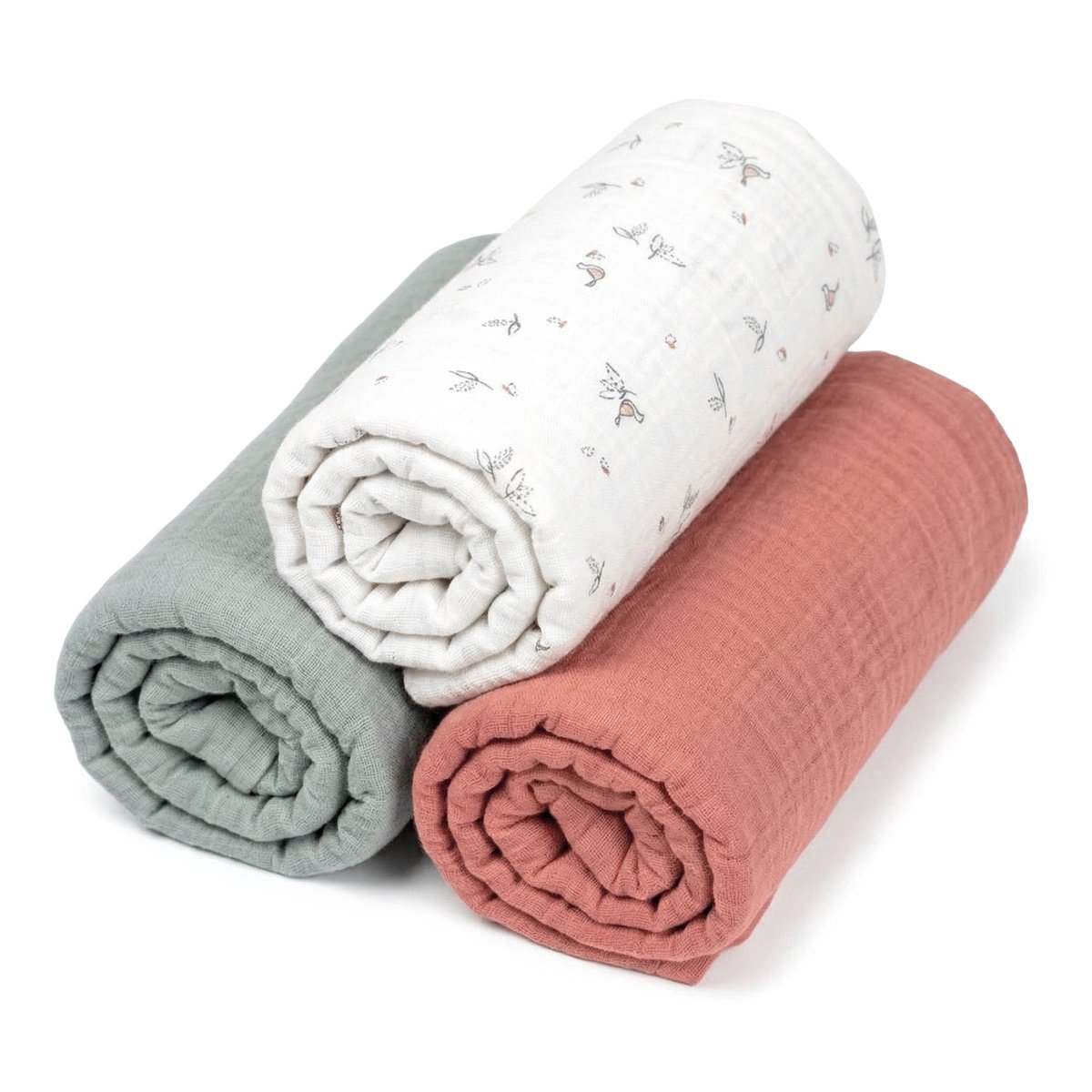 Lot de 3 Draps housses couffin en gaze de coton MELODY melody, blanc imprimé minimaliste, SEVIRA KIDS