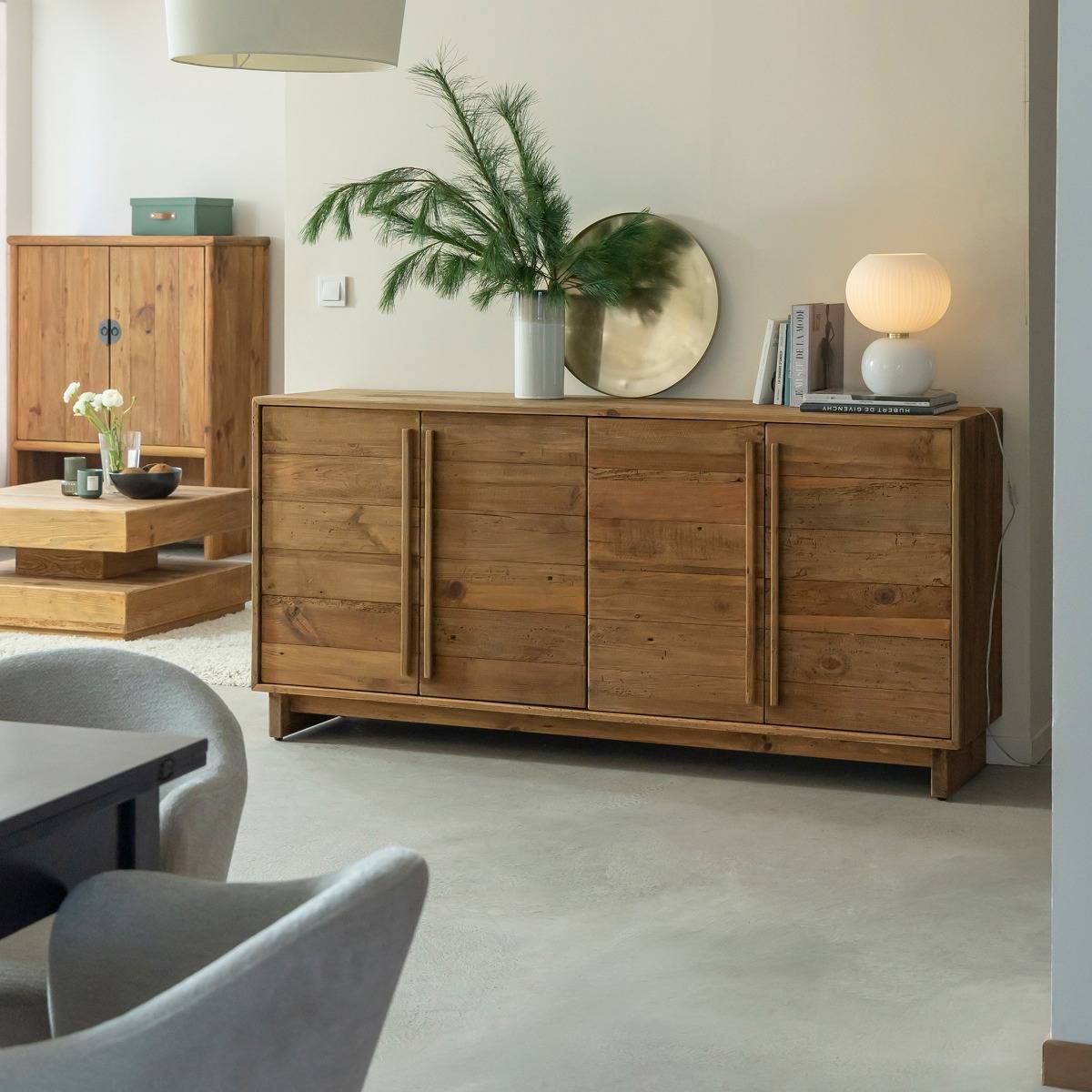 Buffet en bois recyclé BLAISE bois foncé, MADE IN MEUBLES 