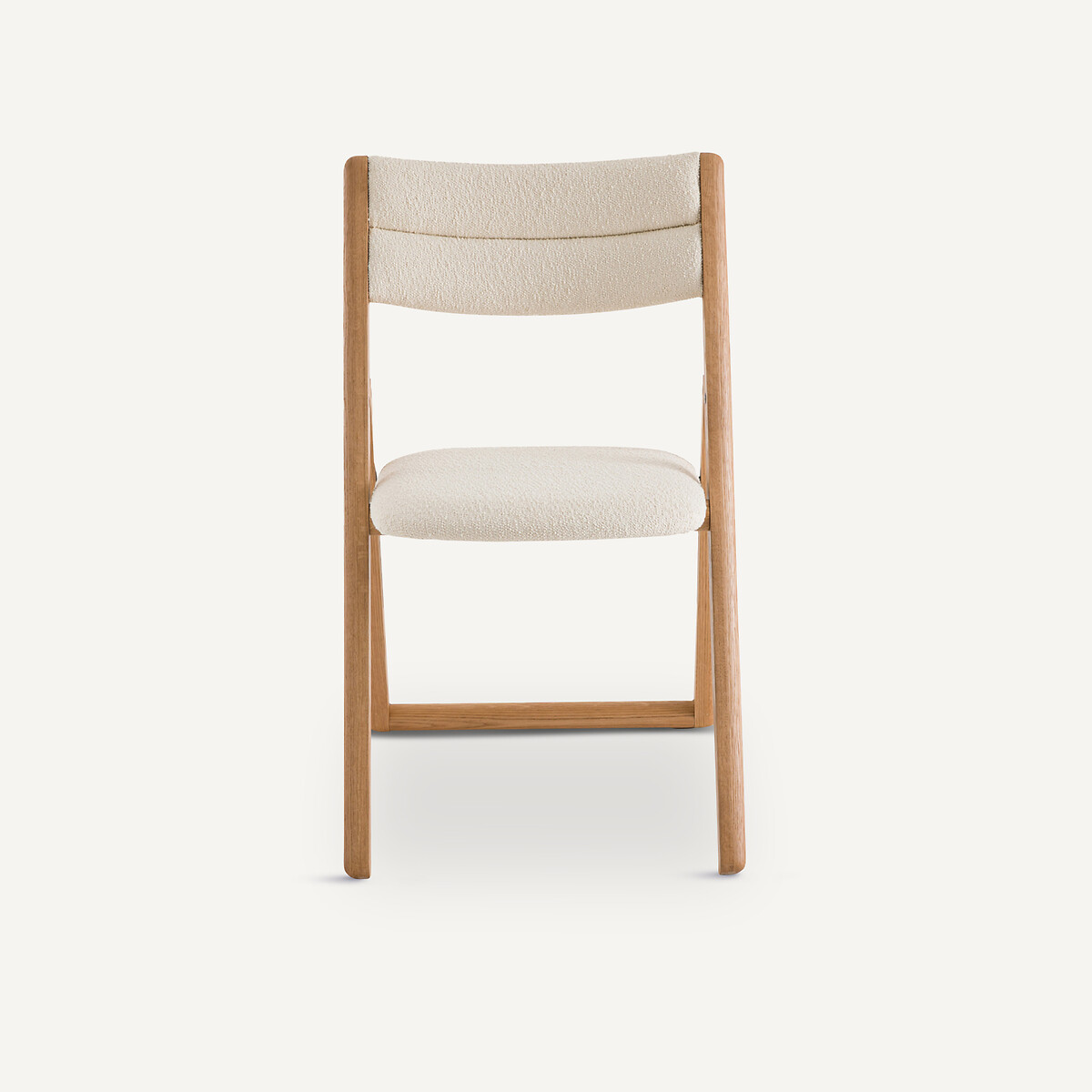 Chaise pliante en chêne massif et tissu bouclette, CAMMINATA craie, AM.PM X EMMANUEL GALLINA