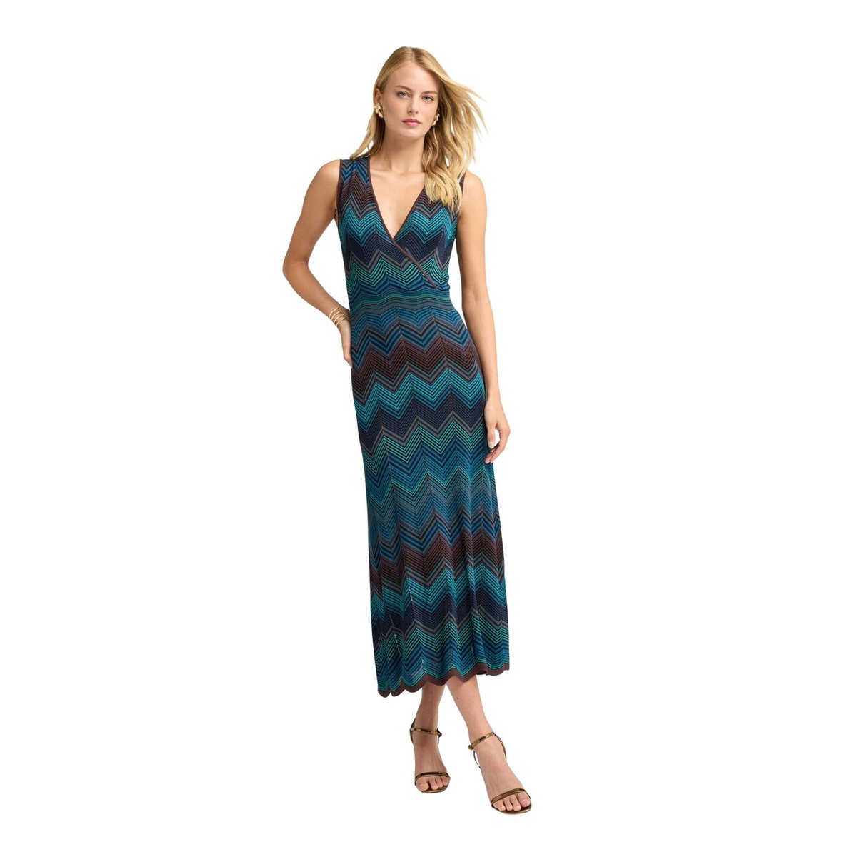 Robe fourreau longue chevron bleu, MOTIVI