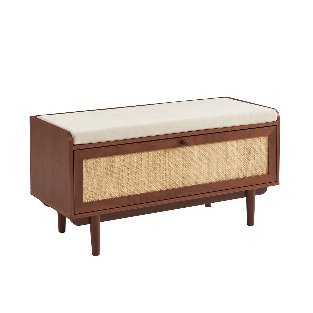 Banc à chaussures en cannage LEON noyer, SORELH