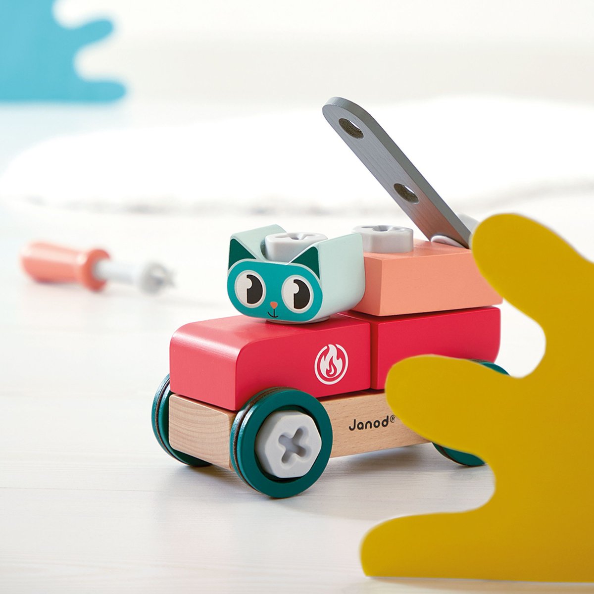 Jeu De Construction En Bois, Voiture À Bricoler multicolore, JANOD