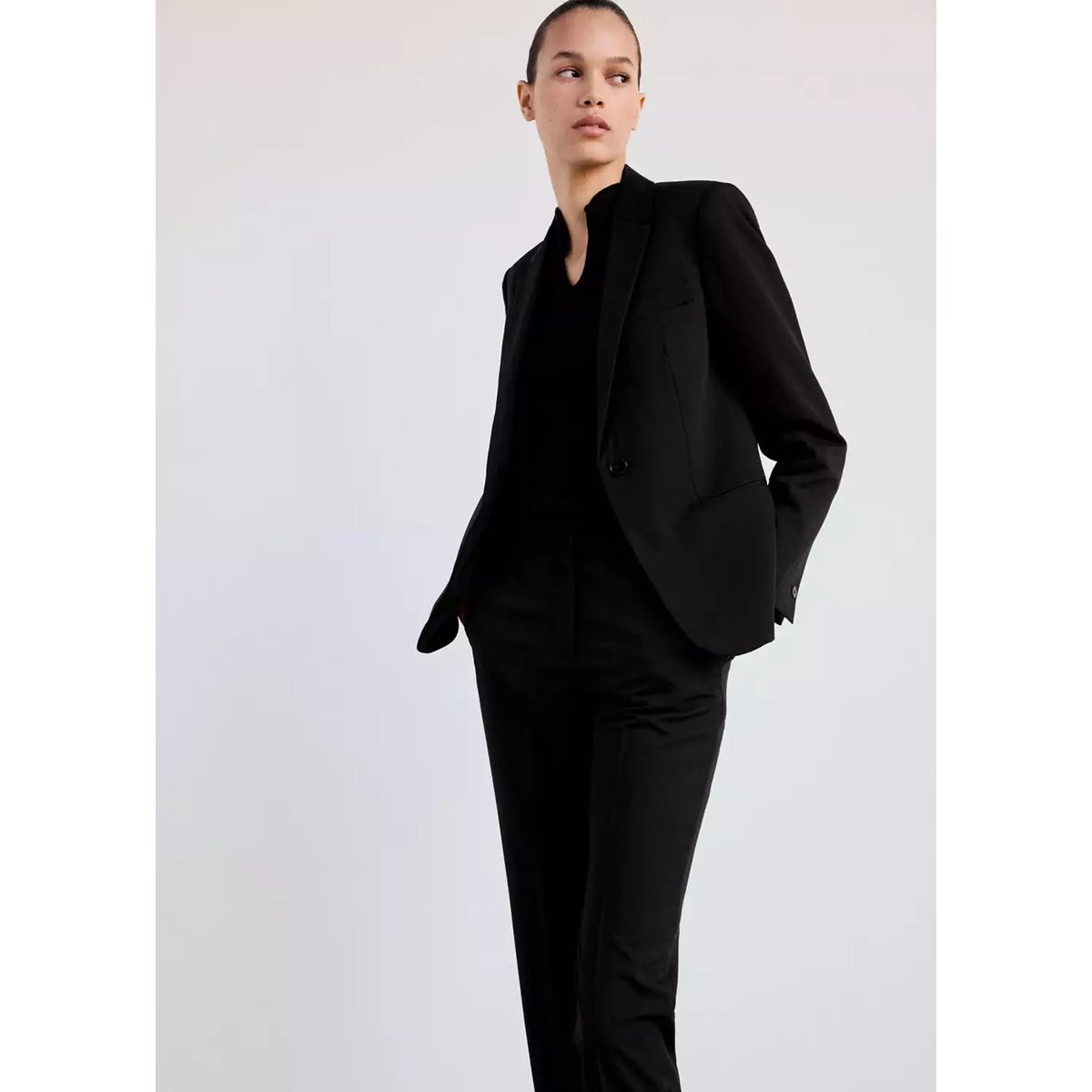 Pantalon droit costume noir, MANGO