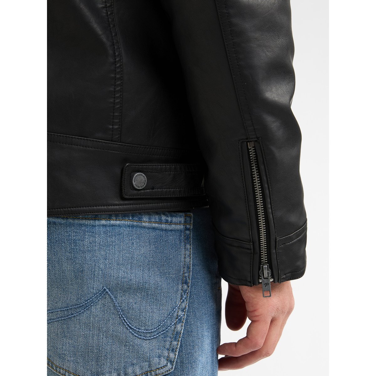 Blouson motard matelassé en similicuir steeljunction noir deep black, PETROL INDUSTRIES