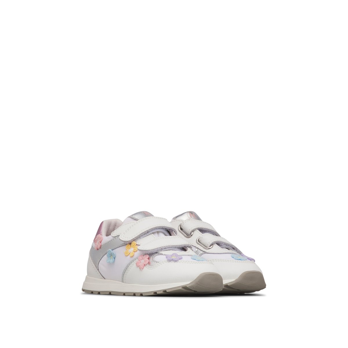 Sneakers en cuir et tissu avec des fleurs appliquées LUCY VL. blanc-, NATURINO