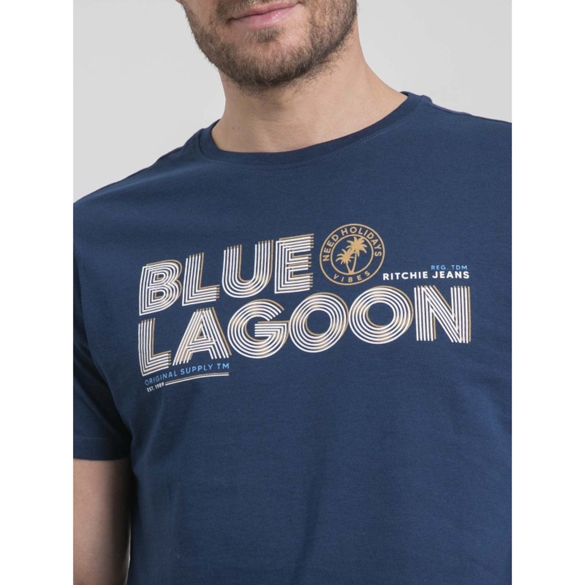 T-shirt Col Rond Pur Coton Napamiel bleu marine, RITCHIE