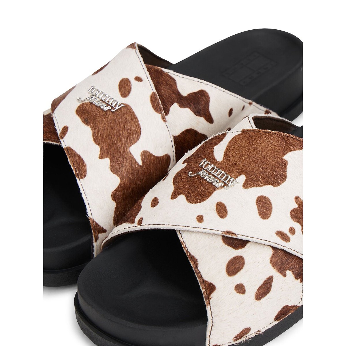 Comfort Calf Hair Mules white/brown, TOMMY JEANS