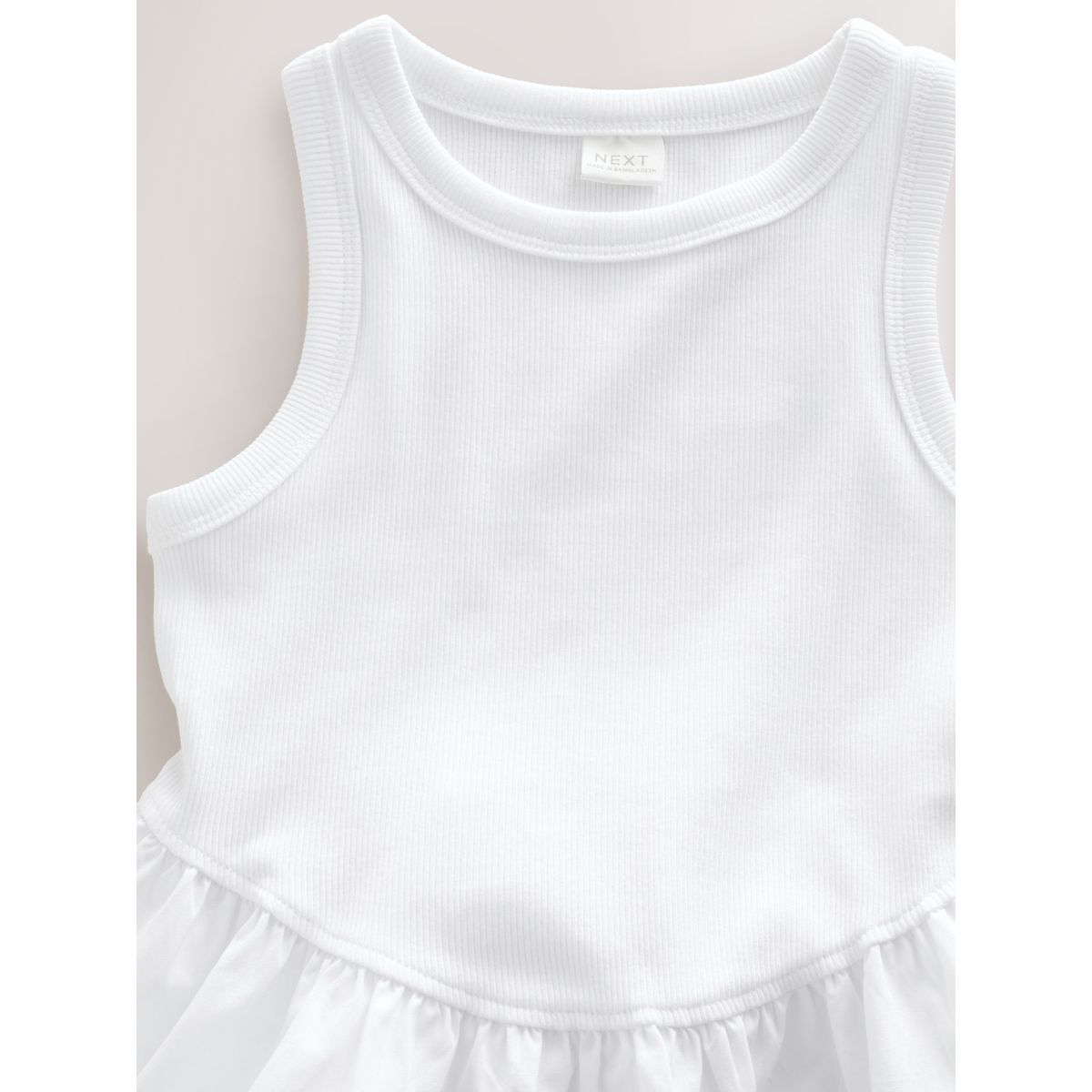 Robe sans manches en jersey tissé mélangé blanc, NEXT