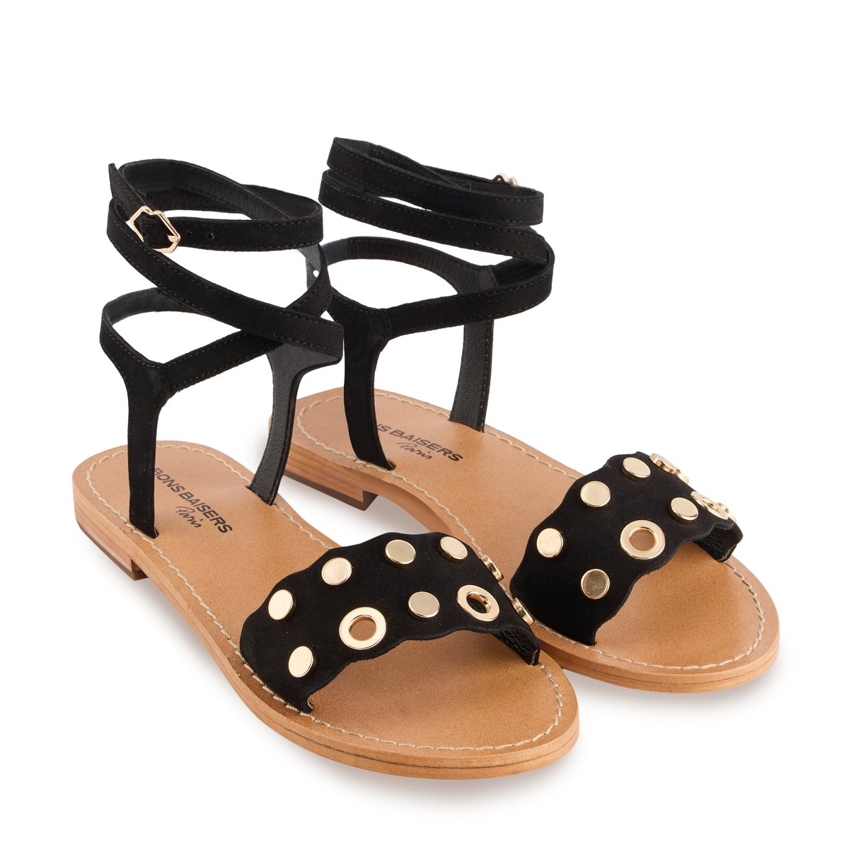 Sandales En Cuir Sophie noir, BONS BAISERS
