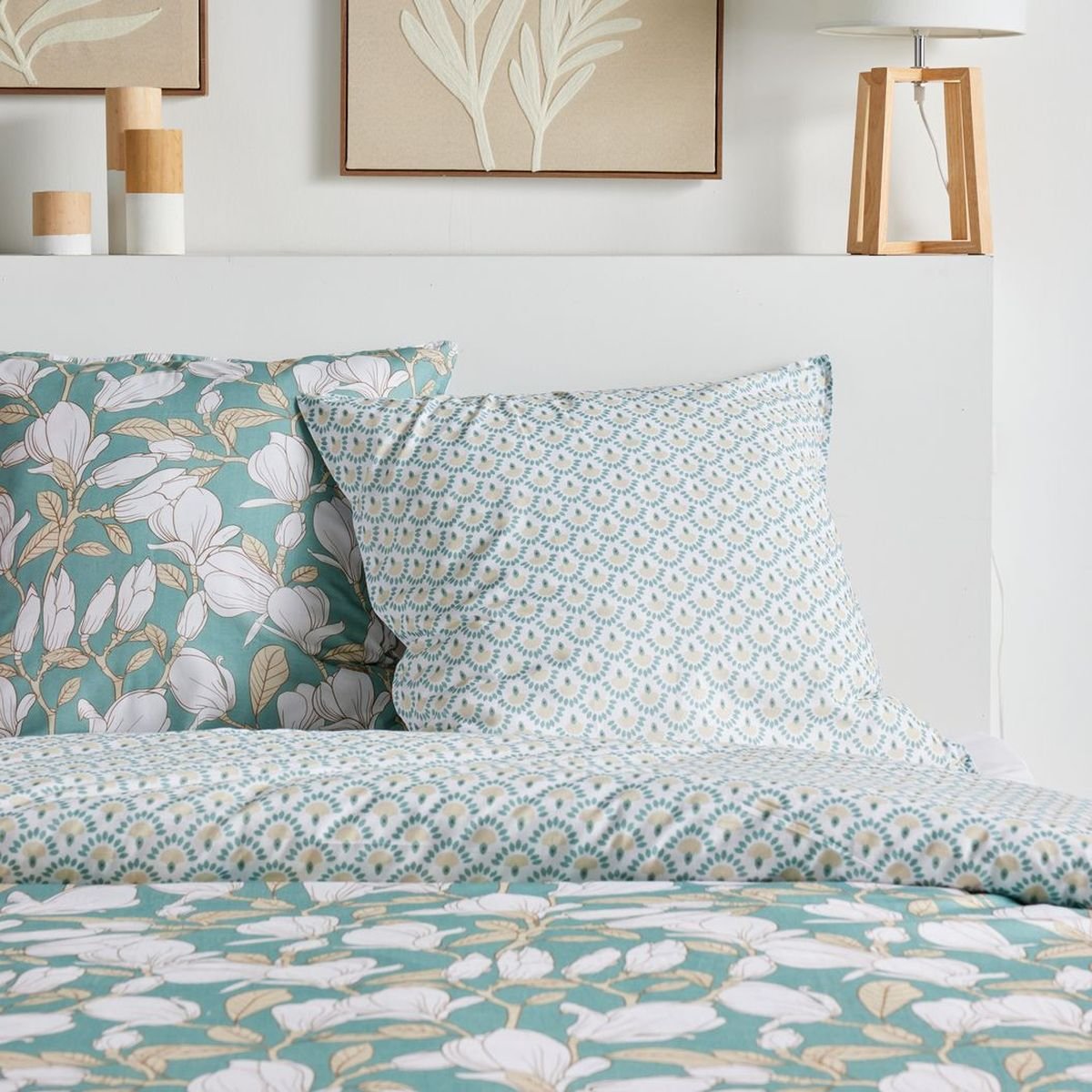 Parure de lit imprimé Floral coton SUNSHINE JAVIER bleu, TODAY