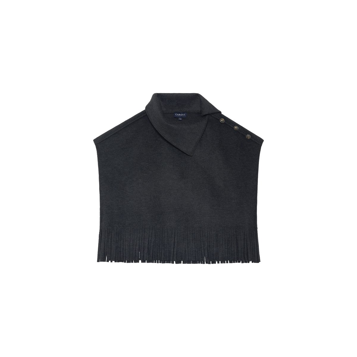 Poncho court col asymétrique HOFRANY gris, CAROLL