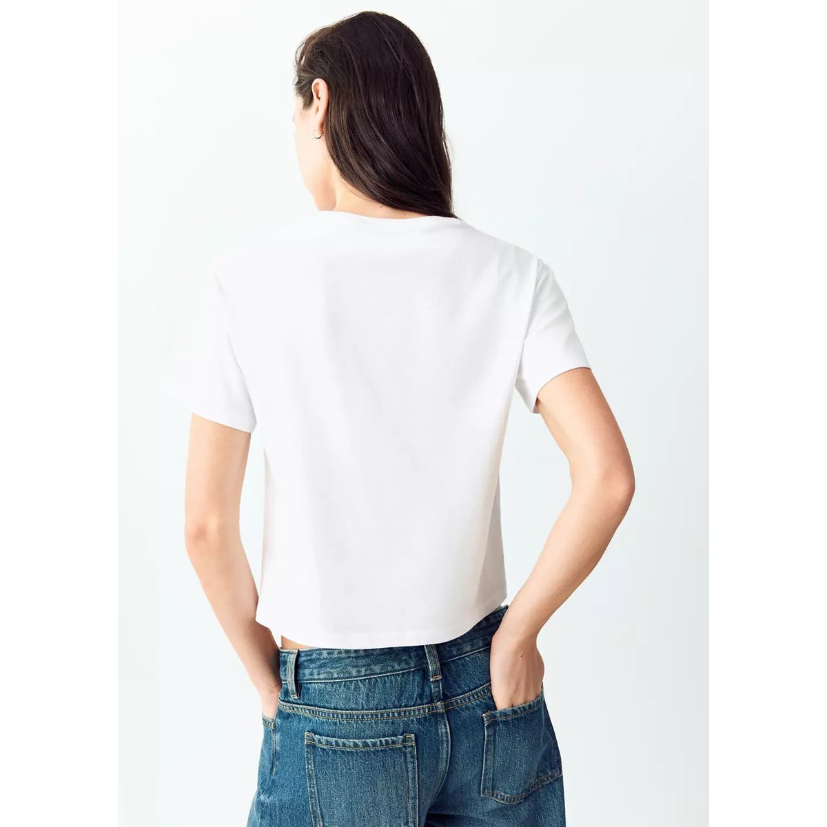 T-shirt ajusté à lacets croisés blanc cassé, MANGO TEEN