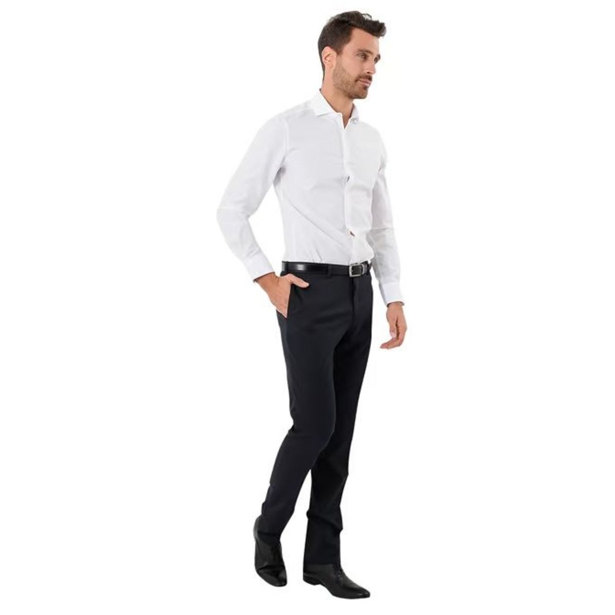 Pantalon de costume ajusté jonet laine mélangée bleu foncé, COMPTOIR GL
