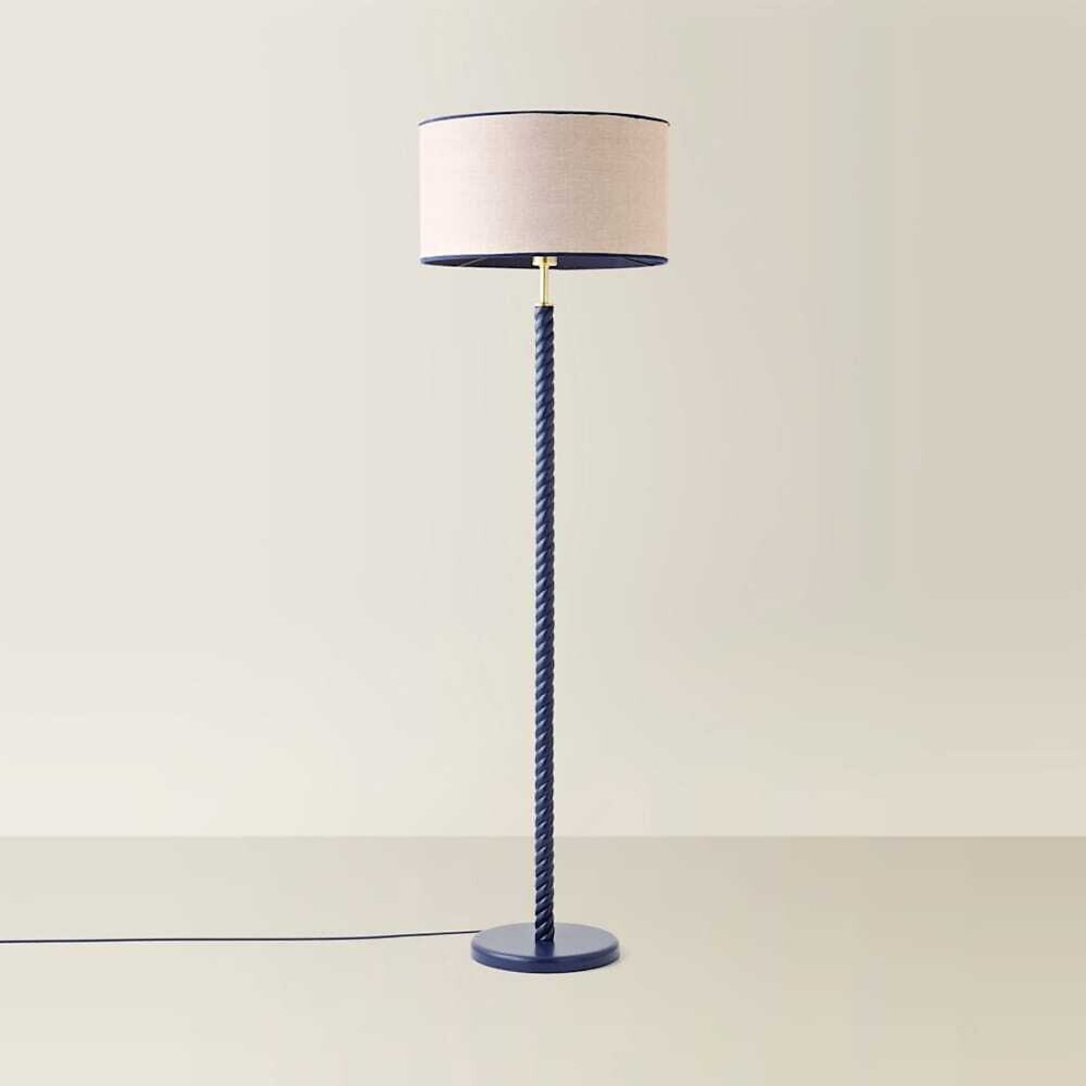 Amalia Twist Floor Lamp with Drum Shade navy blue, SO'HOME