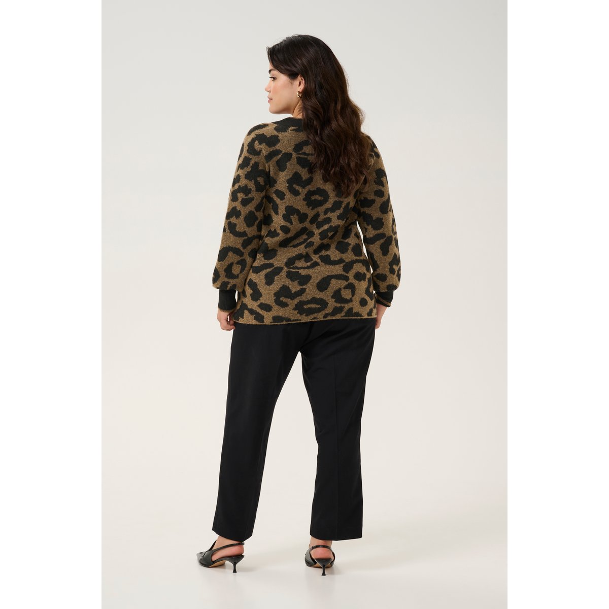 Knitted pullover marron/noir animalier brown/black animal pattern, KAFFE CURVE