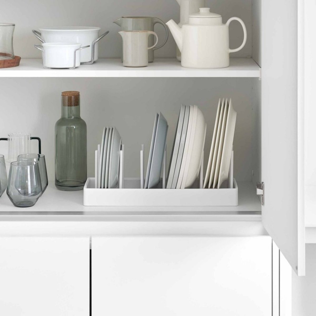 Support rangement couvercles assiettes Tower blanc, YAMAZAKI