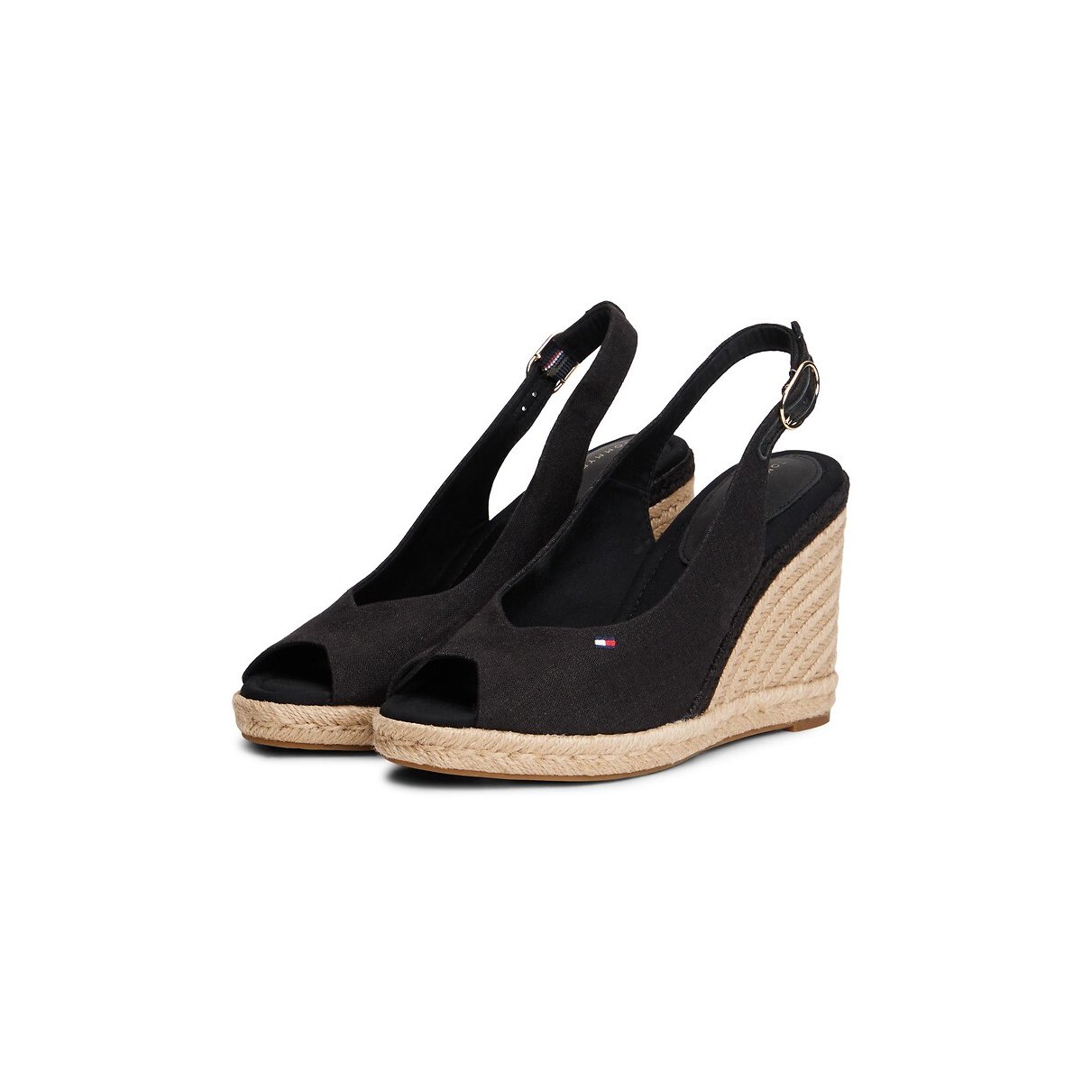 Sandalen met sleehak slingback Flag zwart, TOMMY HILFIGER