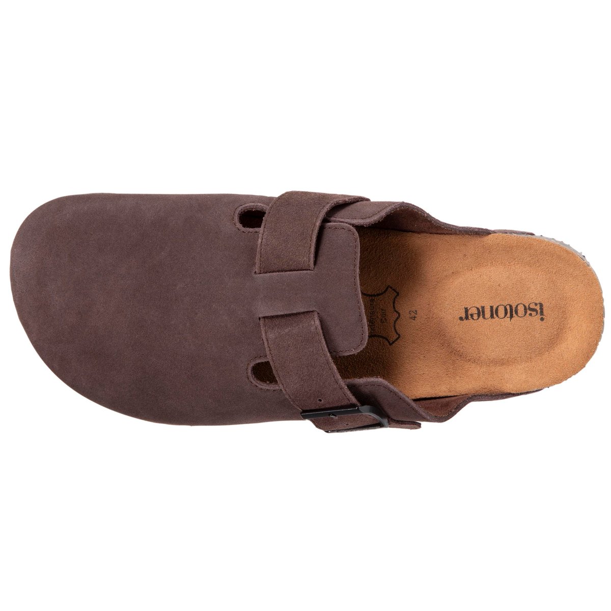 Sabots en cuir, semelle extra souple brun, ISOTONER