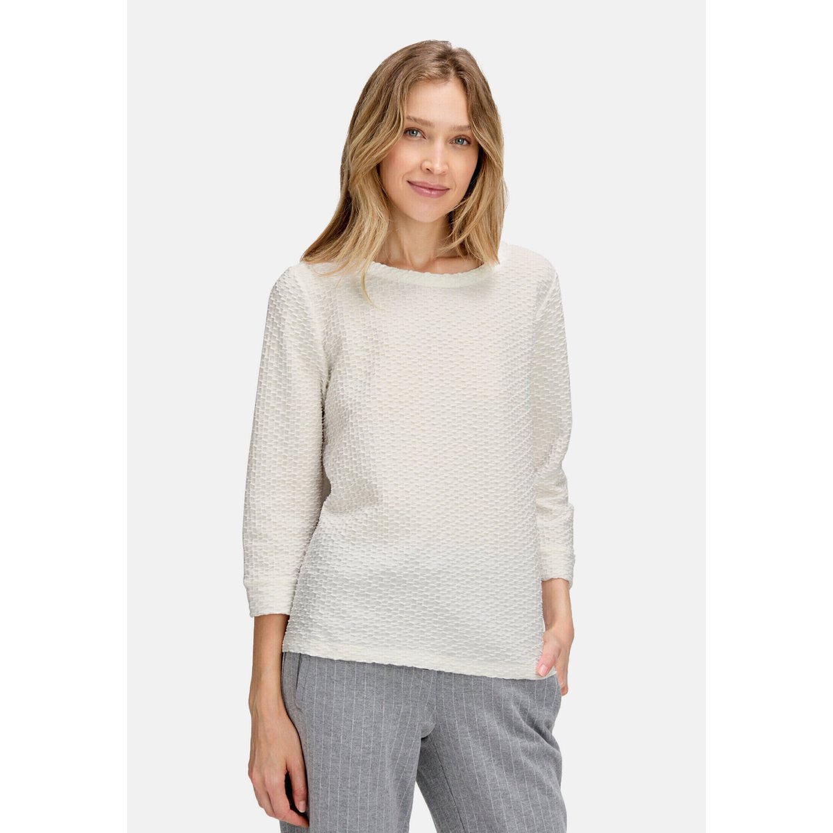 T-Shirt avec structure à encolure ronde blanc, BETTY & CO