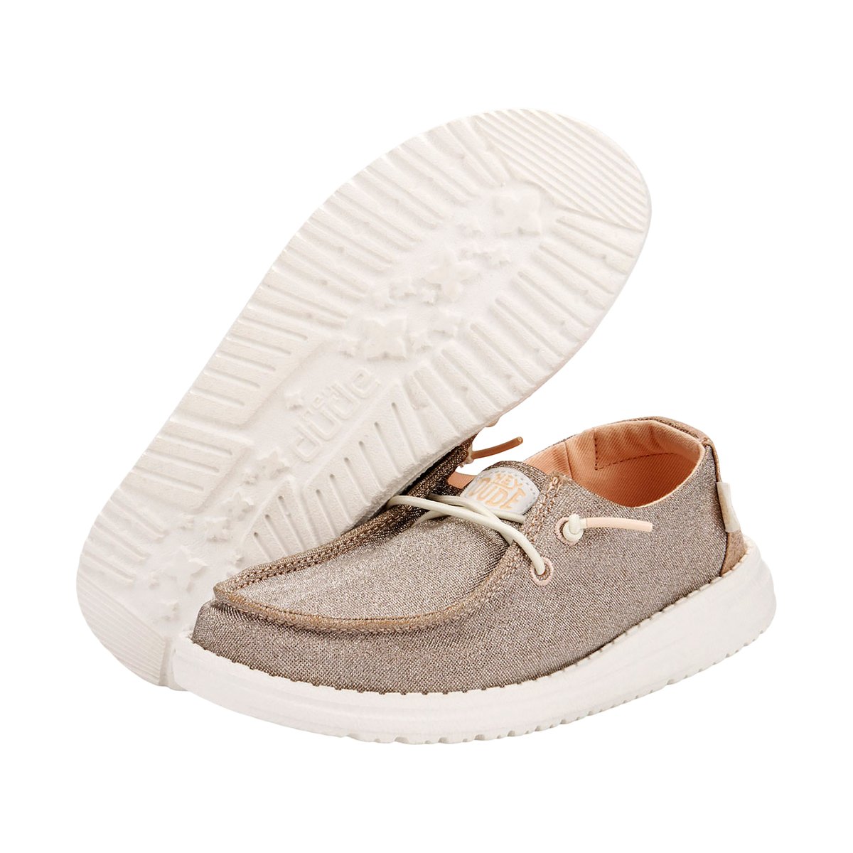 Mocassin à Lacets Wendy Y Metallic Sparkle rose - or, HEY