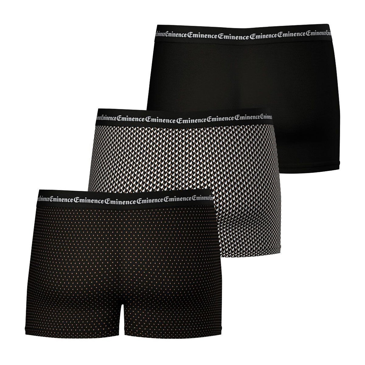 Lot de 3 boxers BUSINESS PRINT noir + camel, EMINENCE