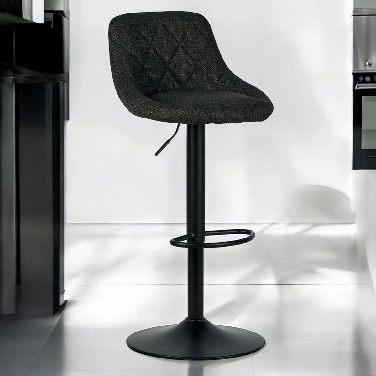 Chaise de bar en tissu, hauteur réglable (lot de 2) MALMOE noir, PIER IMPORT