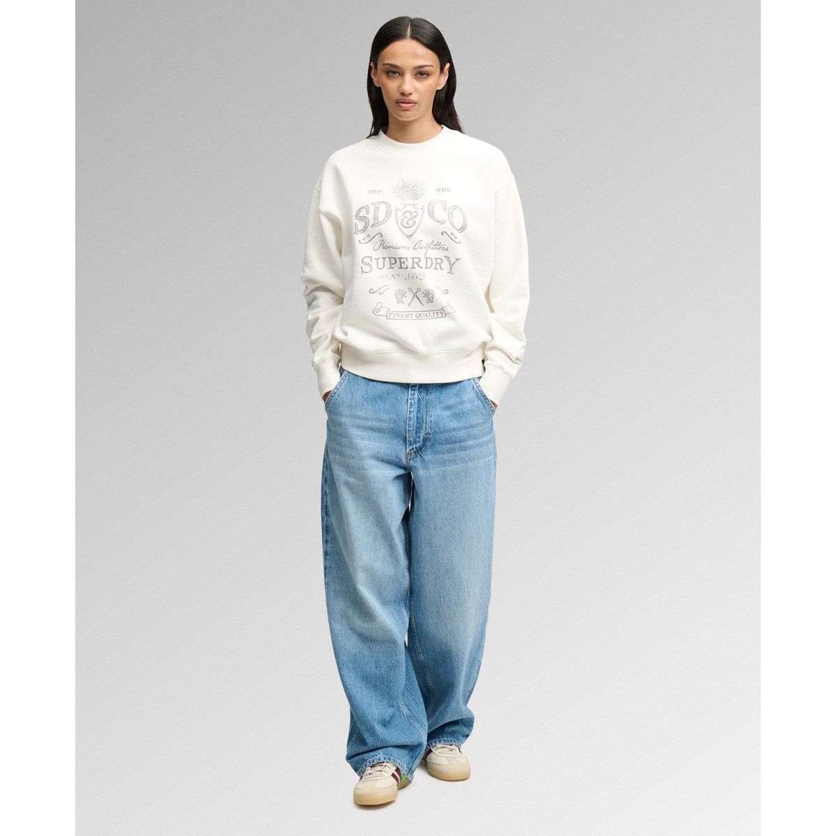 Sweatshirt Col Rond Vintage Workwear crème, SUPERDRY