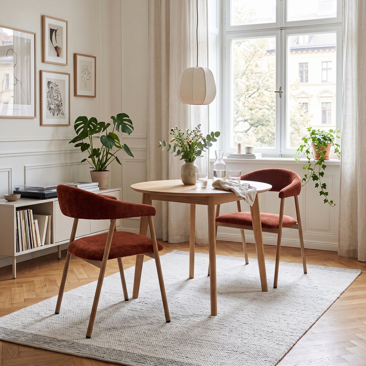 Lot de 2 chaises de salle à manger fauteuil scandinave, BONNIE rouge, MEUBLES COSY