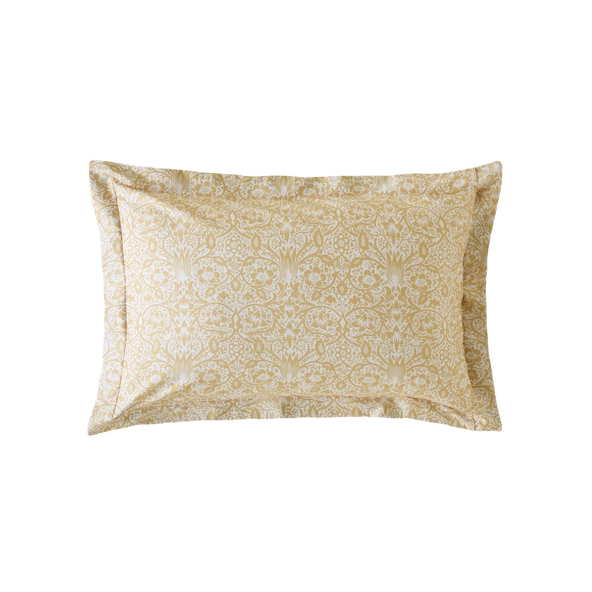 Parure de lit, housse de couette fleurie + 2 taies pour grand  lit 2 personnes Tulipes et lys vert bleuté, ocre, corail, WILLIAM MORRIS AT HOME