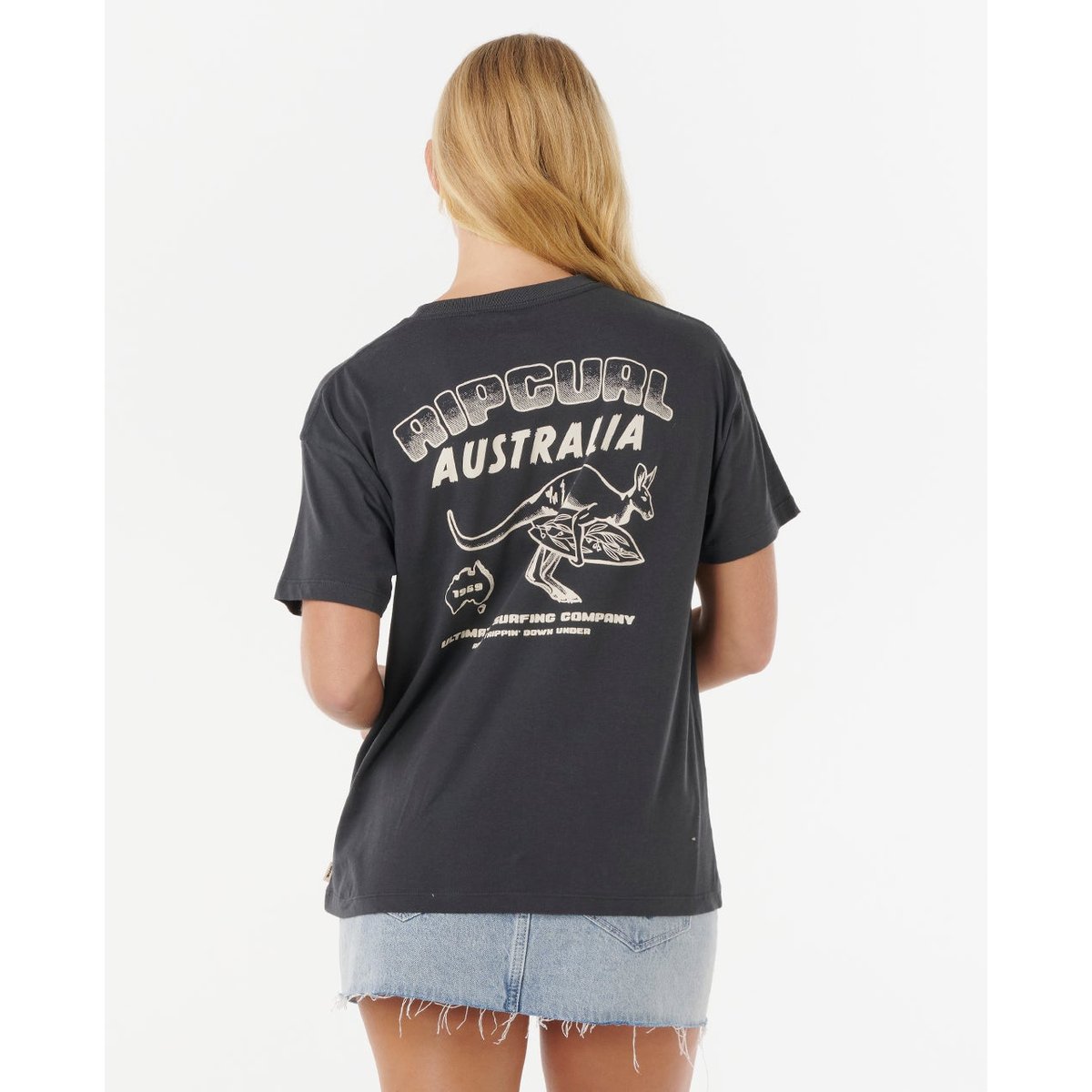 T-shirt manches courtes Relax Kanga Road Trippin noir délavé, RIP CURL
