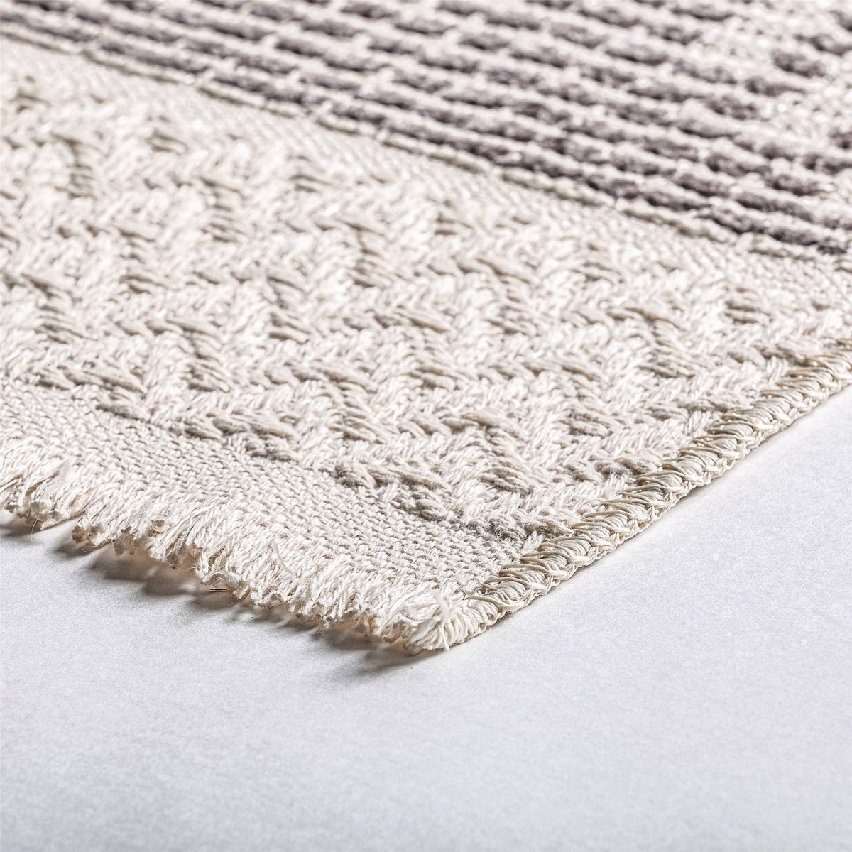 Tapis contemporain en coton et viscose marron et beige naturel, RECOLLECTION