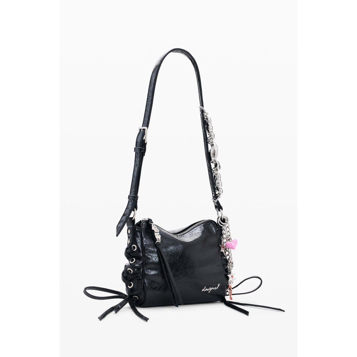 Sac effet cuir avec breloques noir, DESIGUAL