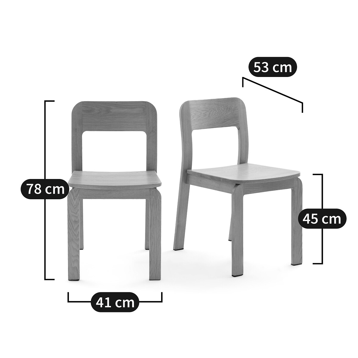 Lot de 2 chaises en bouleau massif teinté, Talet kaki, LA REDOUTE INTERIEURS