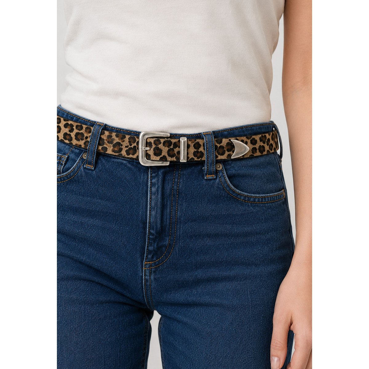Ceinture anate femme en cuir à imprimé léopard ANATE léopard, DEELUXE