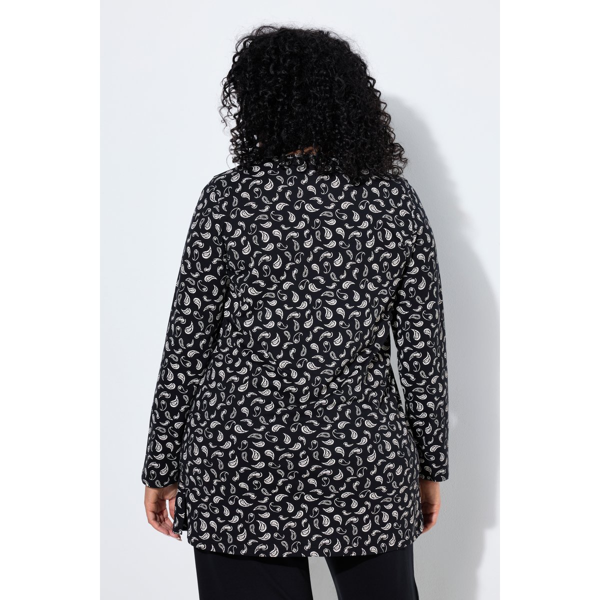 T-shirt long, motif cachemire noir, ULLA POPKEN
