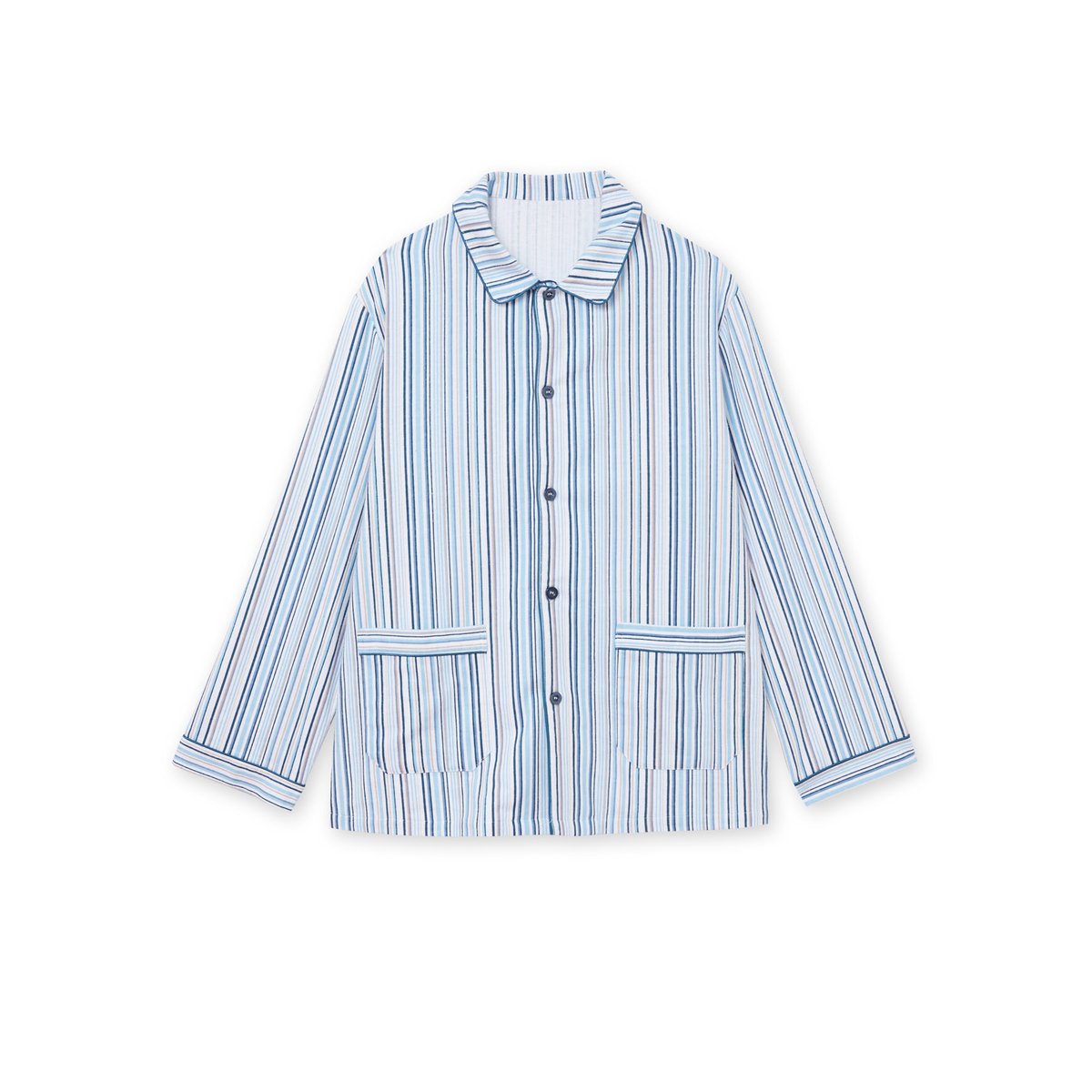 Pyjama classique flanelle pur coton rayé bleu ciel, DAXON
