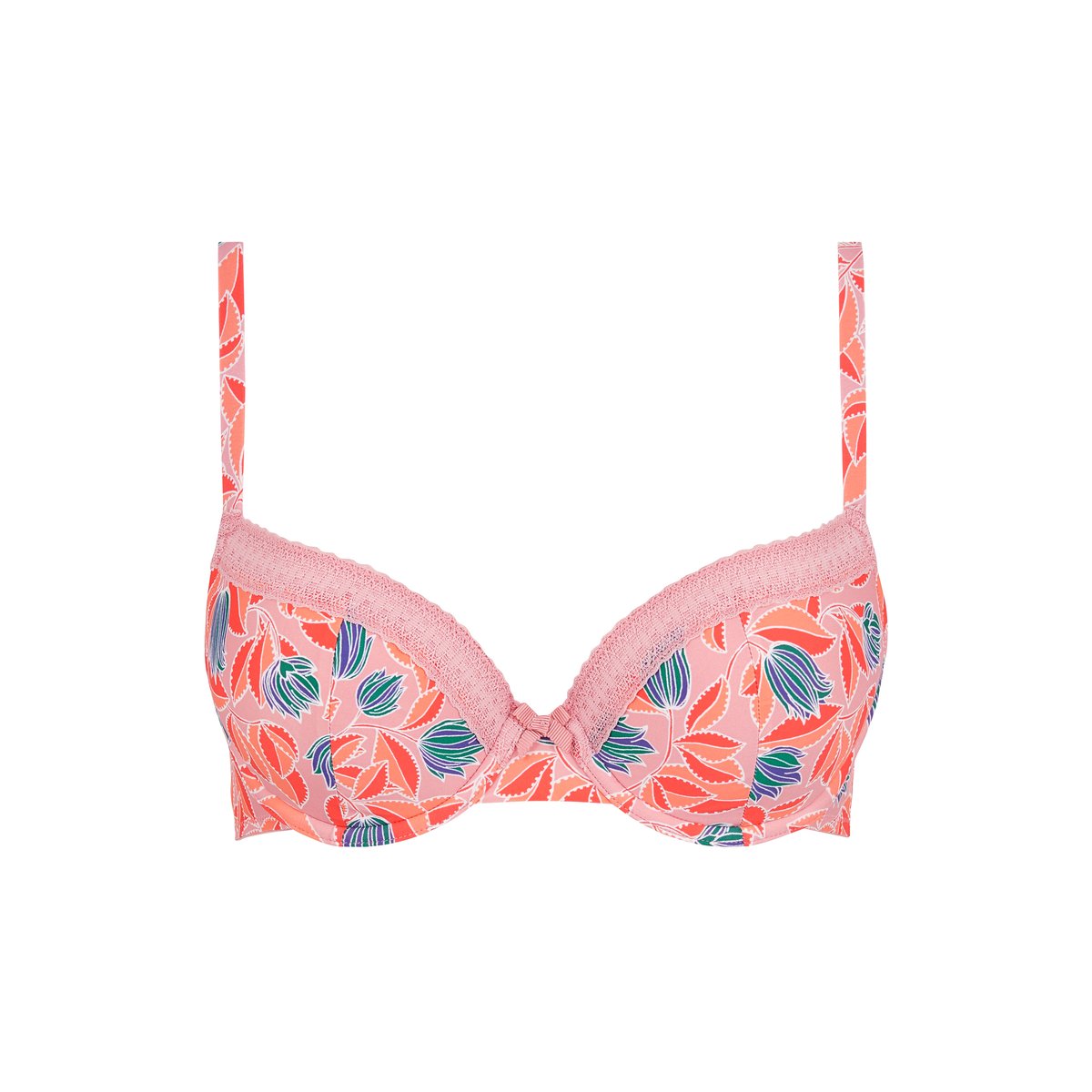 Soutien-gorge coques JOHANNE tulipes fond rose, BILLET DOUX
