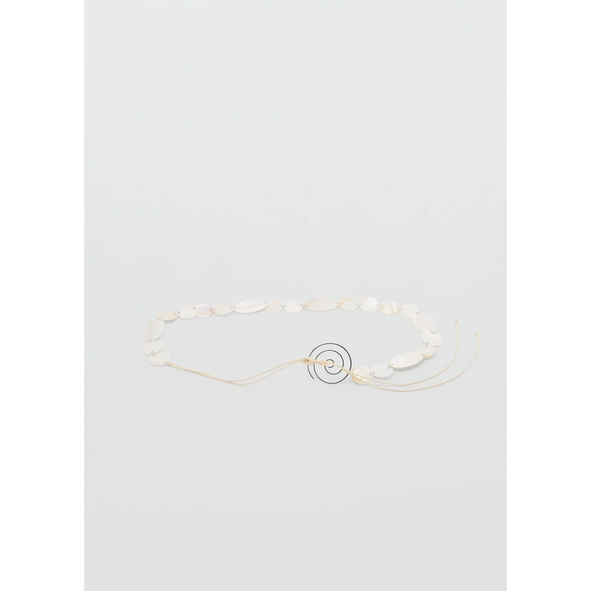 Ceinture en nacre détail métallique blanc cassé, MANGO