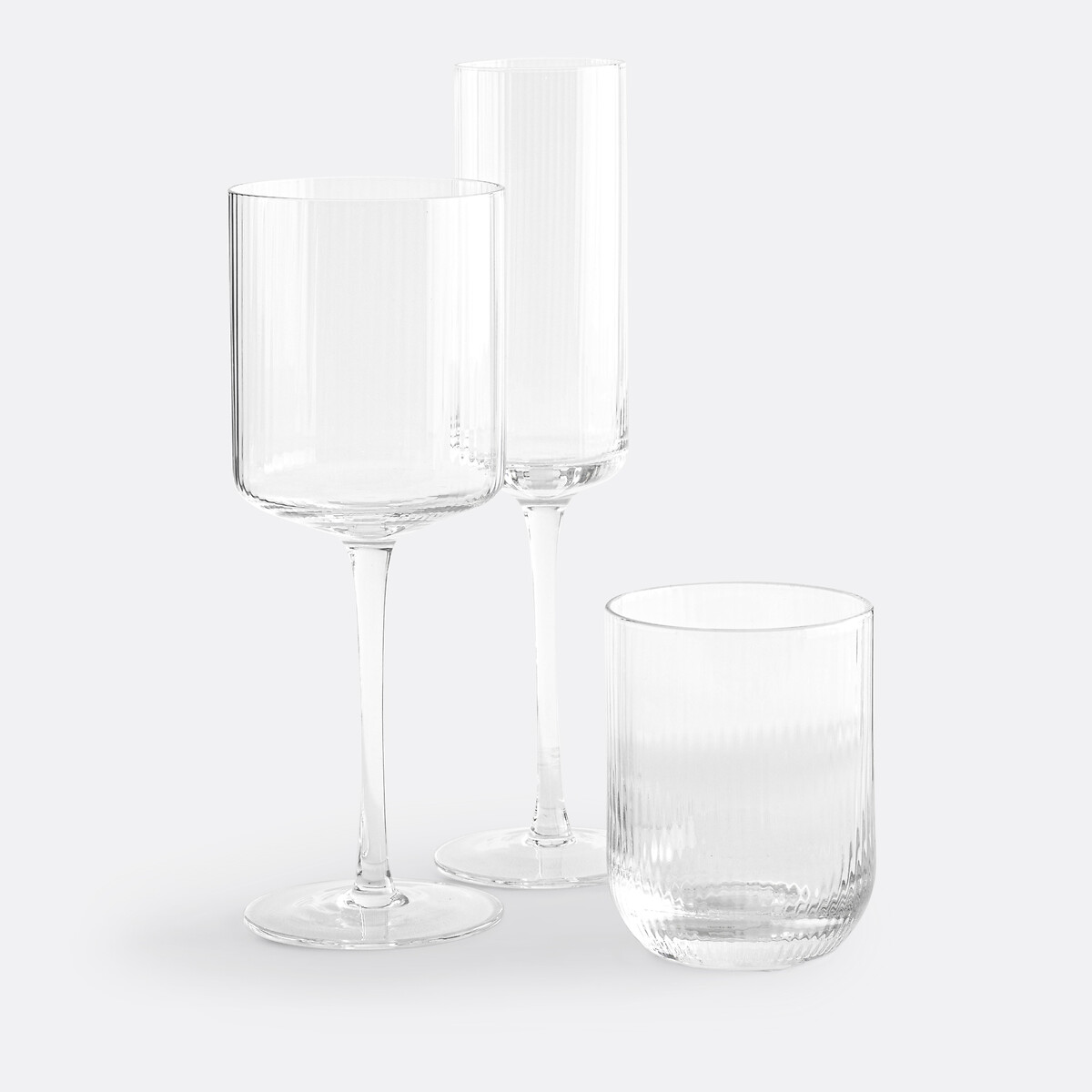 Lot de 6 flûtes à champagne en verre strié, Stria transparent, LA REDOUTE INTERIEURS