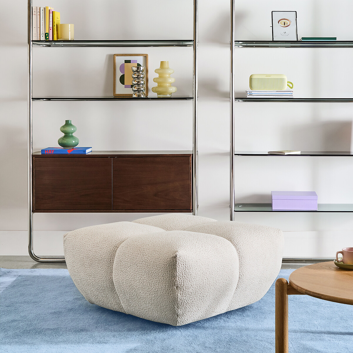 Pouf, tissu relief, L83 cm, Nuria terracotta, LA REDOUTE INTERIEURS