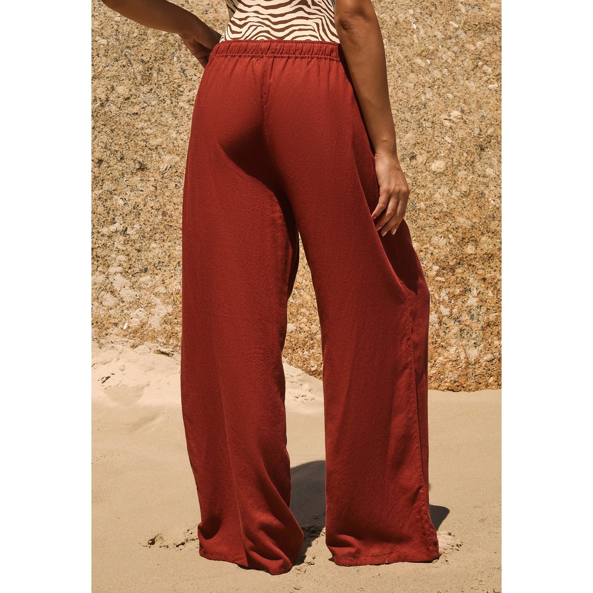Pantalon fluide élastiqué CHILL BEACH marron, ETAM